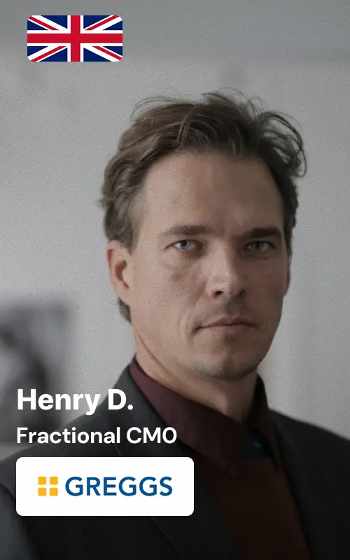 a man in a suit as Fractional CMO in the United Kingdom ex-Greggs & ex-Deliveroo