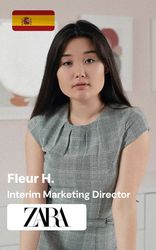 Headshot of Fleur, experienced interim Marketing Director with Zara background, showcasing Mateerz Network's interim management expertise