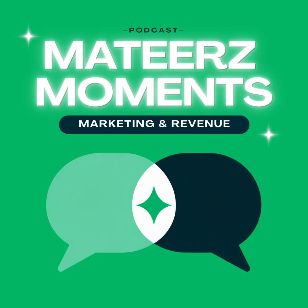 Pochette Mateerz Moments : deux bulles de dialogue sur fond vert